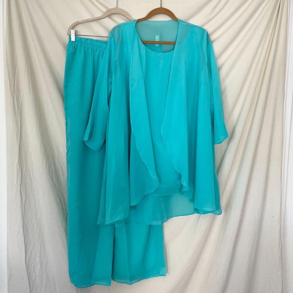 3 Piece Chiffon Matching Pantsuit Set Size 16W